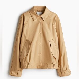 H&M Beige Cropped Jacket Size M Snap Button Utility Jacket Neutral Spring Coat